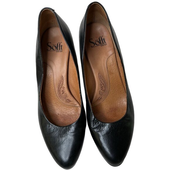 Sofft Sorrento Black Genuine Leather Peep Toe Pumps High Heels Shoes Sz 8 M - Picture 4 of 9